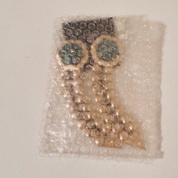 ASOS Green Marble Resin Stone and Gold Metal Link Dangle Earrings, NWT - Picture 8 of 8